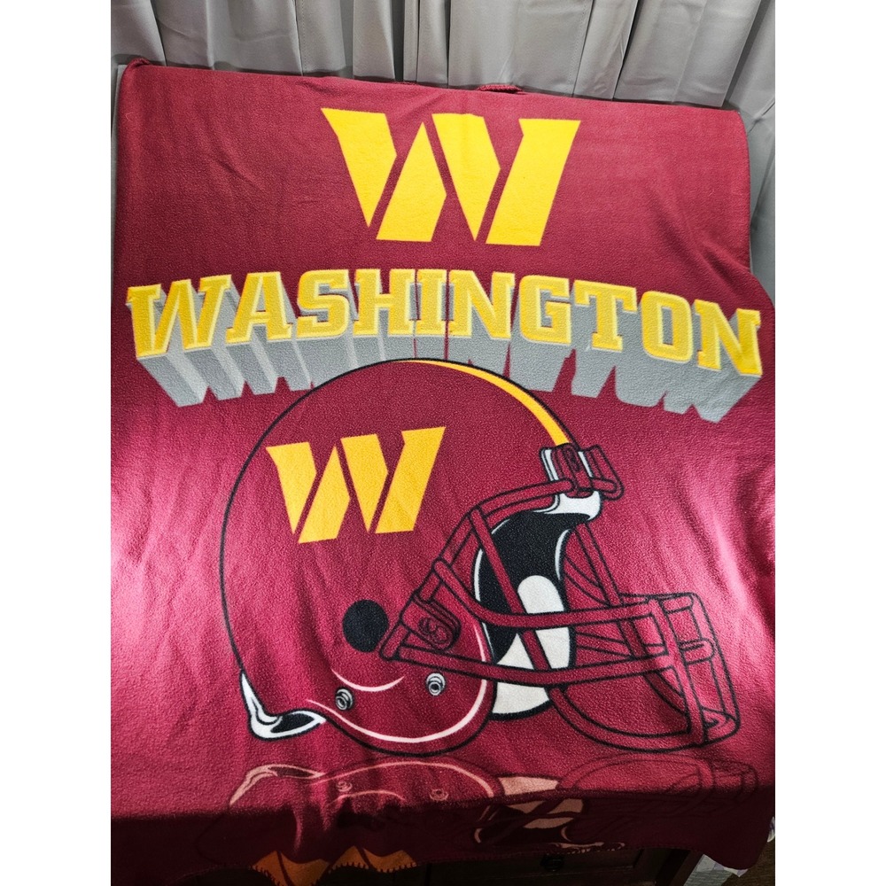 Washington Commanders NFL Fleece Throw Blanket Gold Helmet Logo